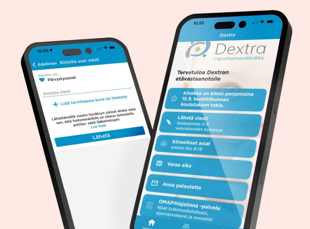 Dextra-mobiilisovelluksen etävastaanottonäkymä.